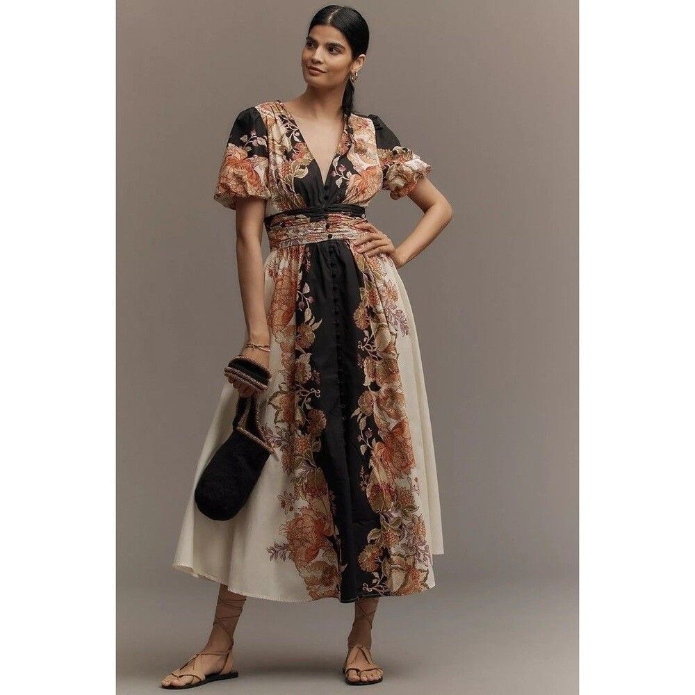 Anthropologie The heynasreen Katerina Button-Front Dress 1X NEW - Picture 2 of 9